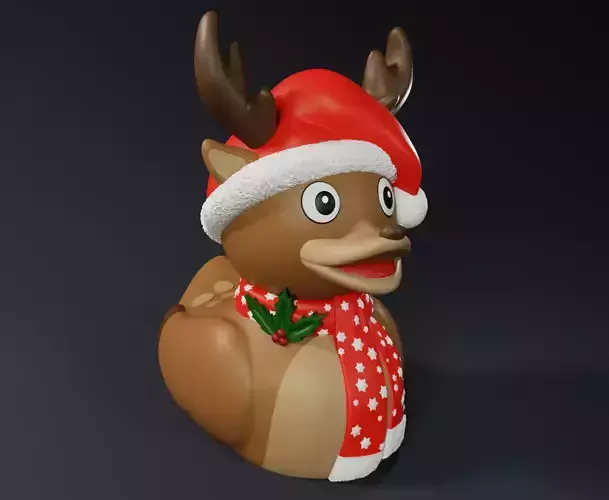 Cute Raindeer Rubber Duck with Christmas Themed Scarf and Hood 3D print model Cute Raindeer Rubber Duck with Christmas Themed Scarf and Hood 3D print model