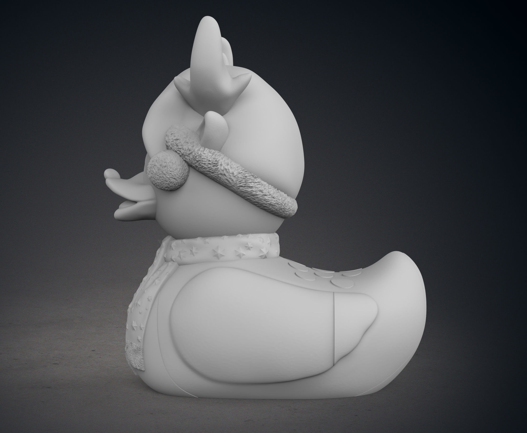 Cute Raindeer Rubber Duck with Christmas Themed Scarf and Hood 3D print model_4