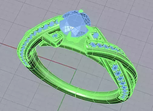Criss Cross Solitaire Engagement Ring Jewelry 3D print model