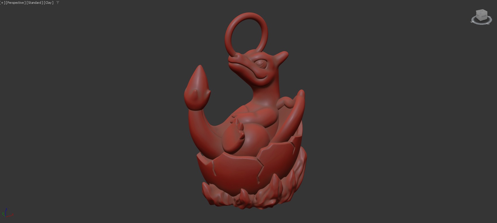 Charizard Pokemon pendant jewelry gold 3D print model_5
