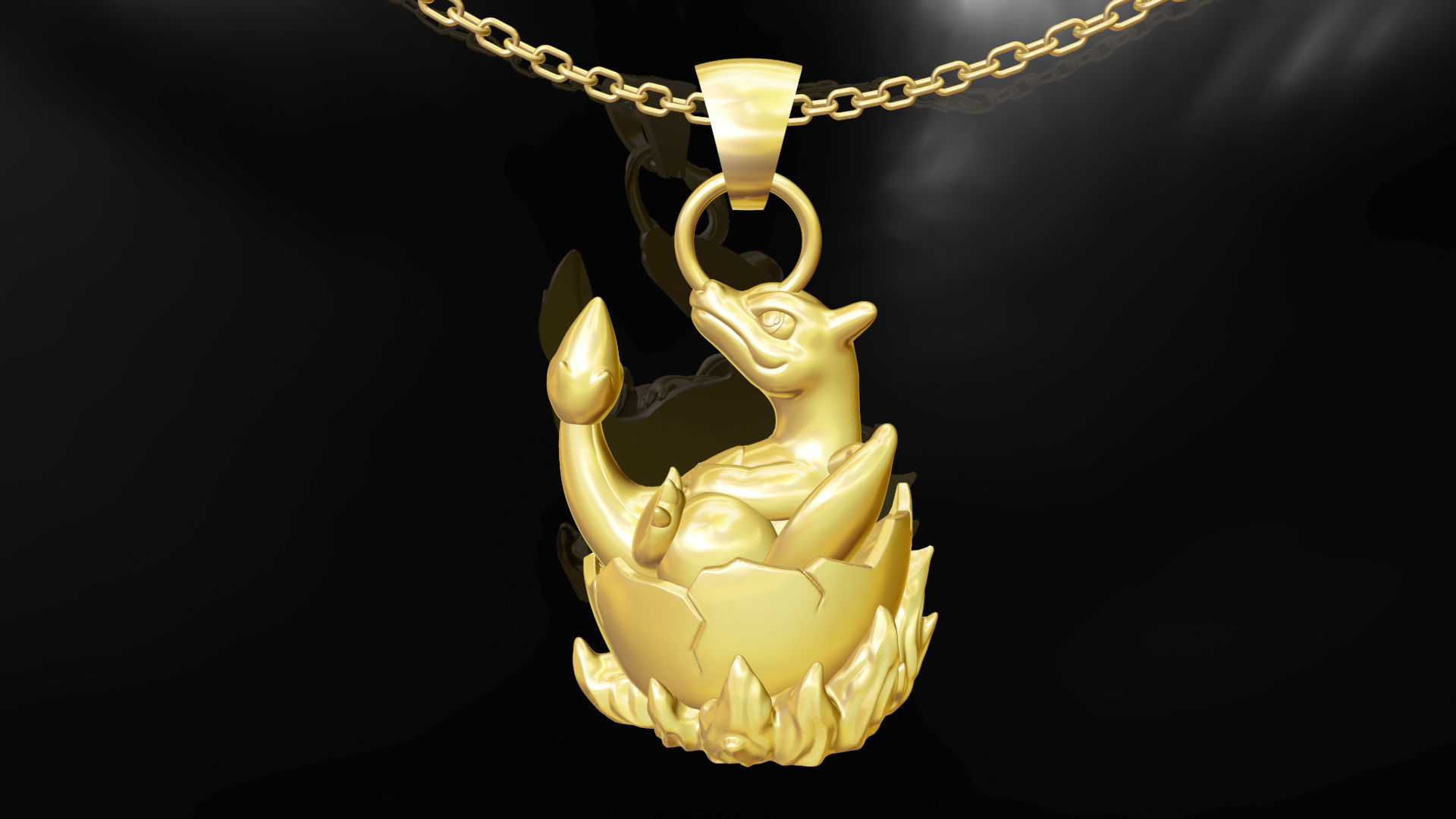 Charizard Pokemon pendant jewelry gold 3D print model_1