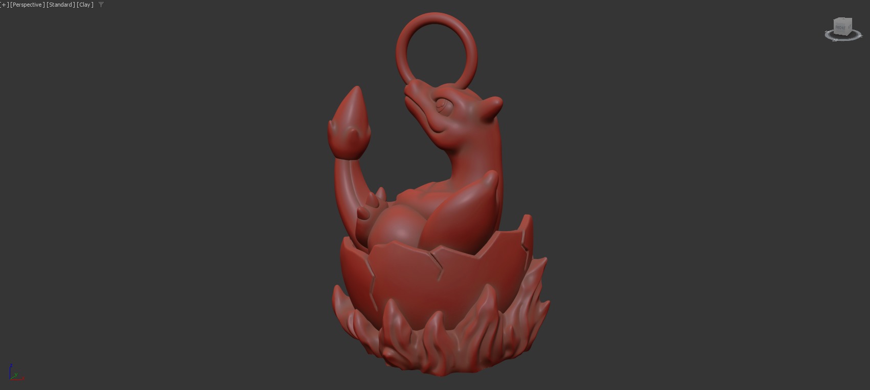 Charizard Pokemon pendant jewelry gold 3D print model_6