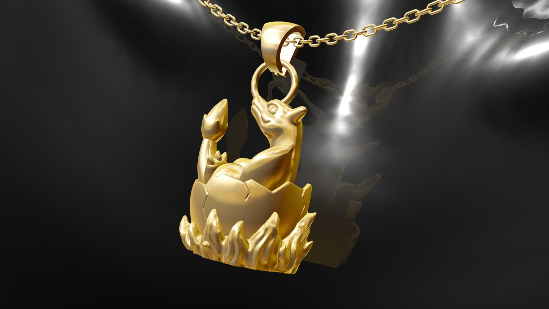 Charizard Pokemon pendant jewelry gold 3D print model_2
