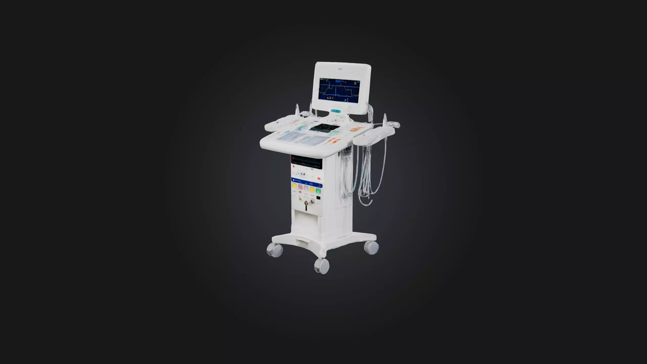ECG Machine Low-poly 3D model_0