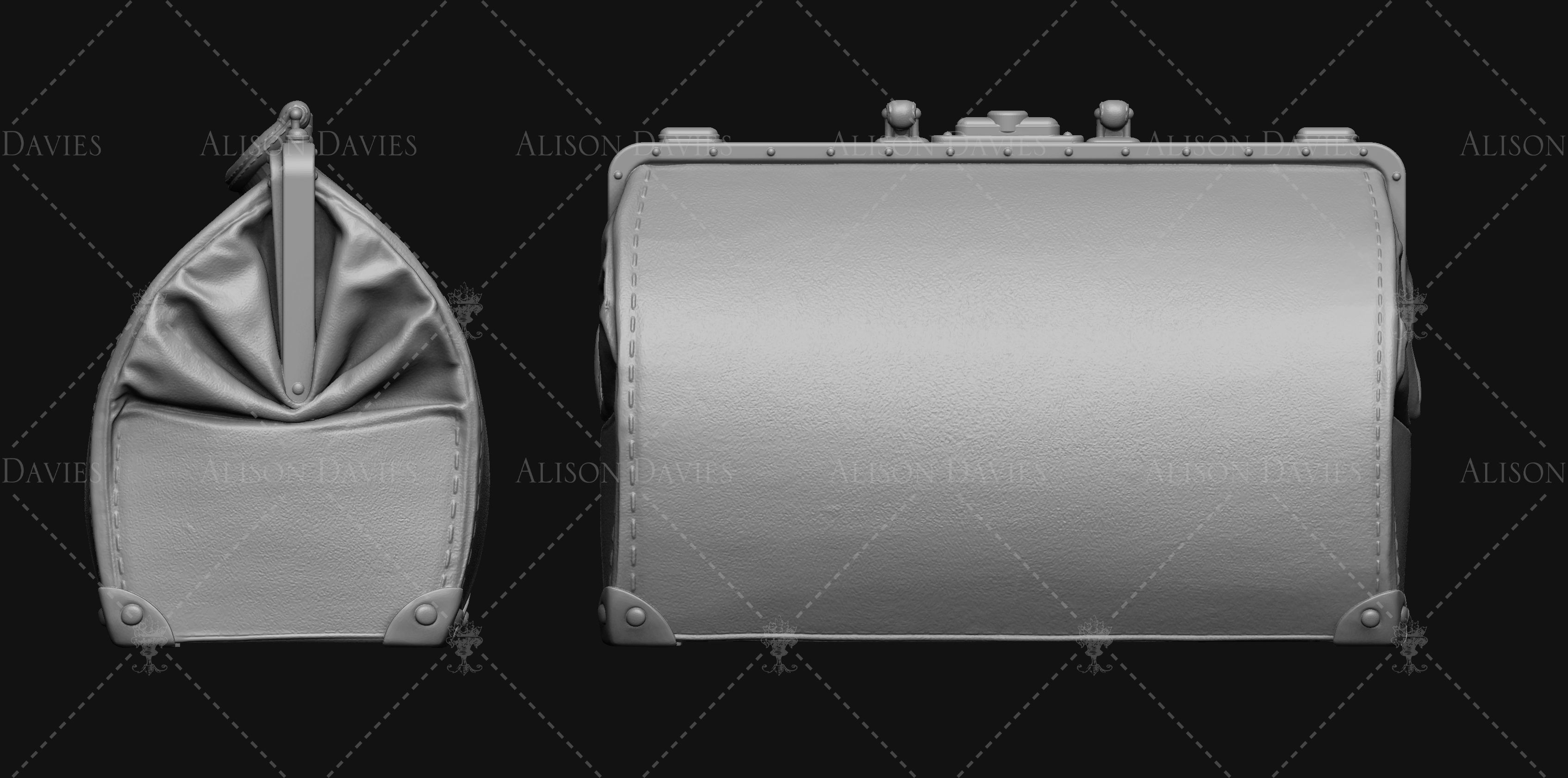 Gladstone leather doctors bag 3d print model 3D print model_2