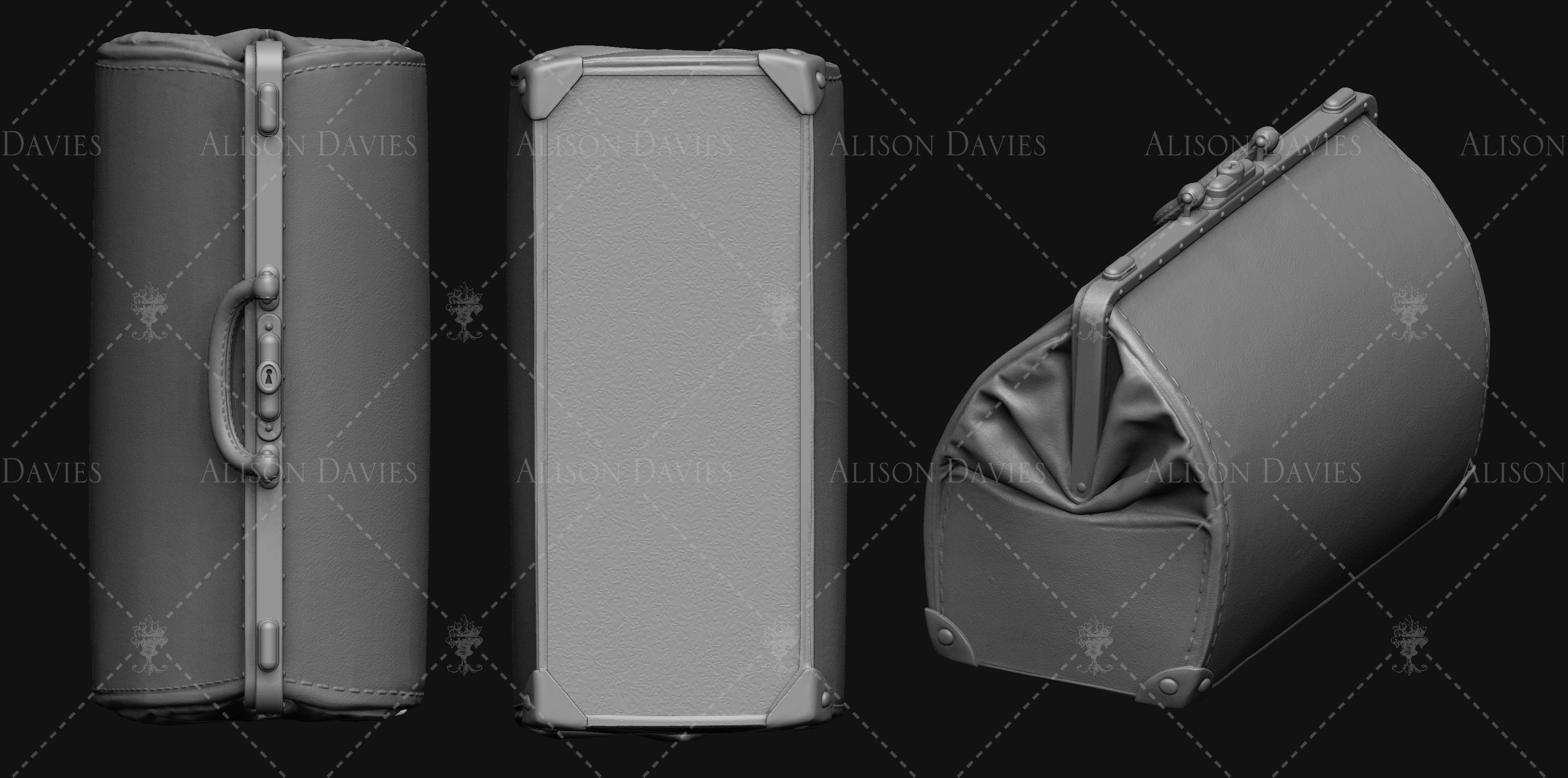 Gladstone leather doctors bag 3d print model 3D print model_3