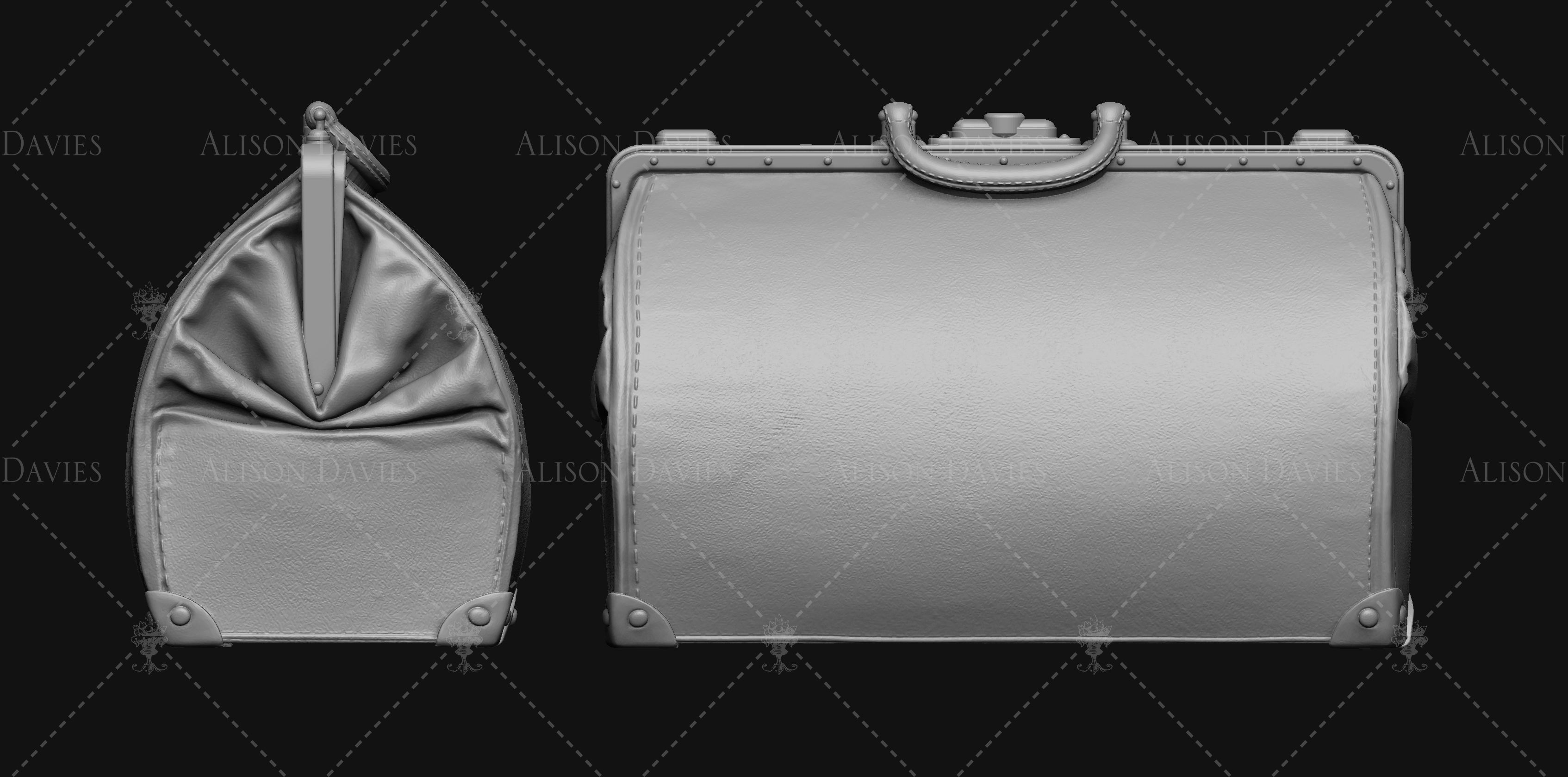 Gladstone leather doctors bag 3d print model 3D print model_1