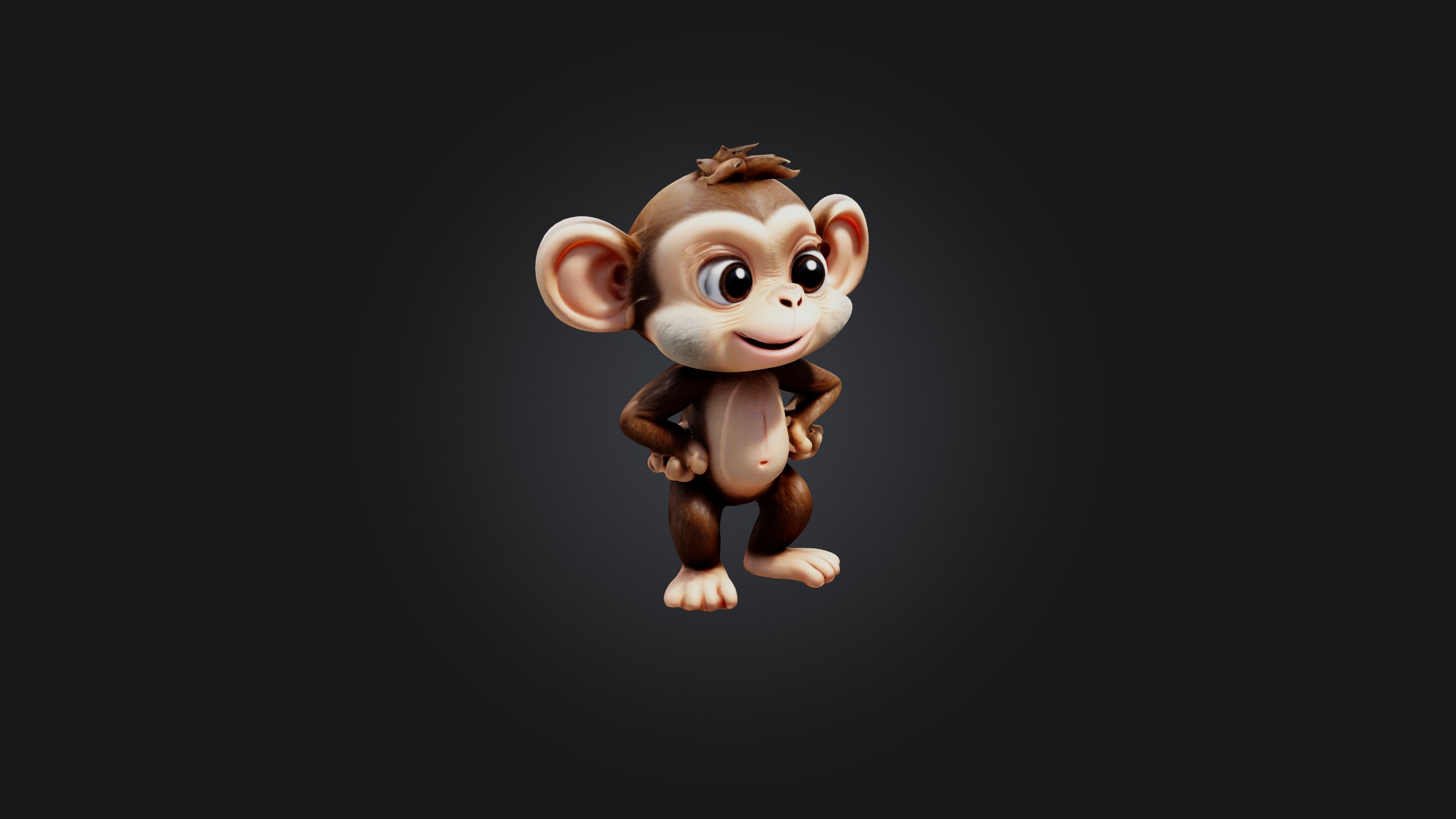 Cute monkey Low-poly 3D model_5