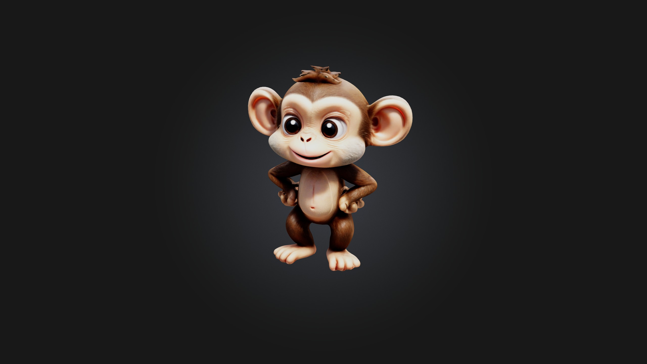 Cute monkey Low-poly 3D model_1