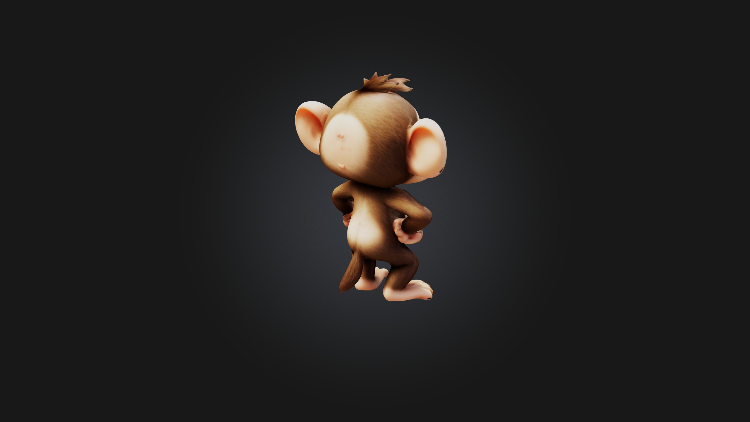 Cute monkey Low-poly 3D model_4