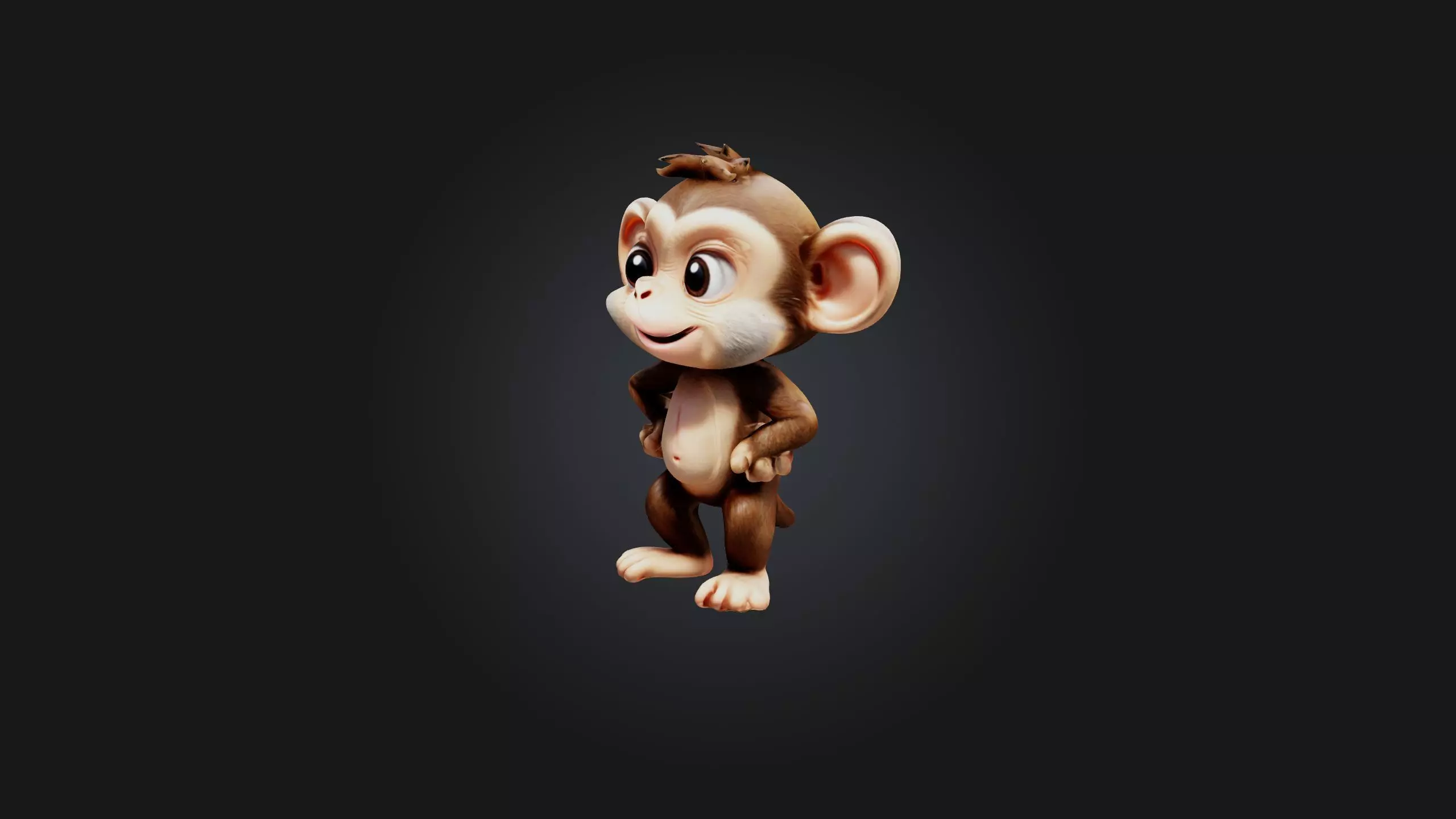 Cute monkey Low-poly 3D model_0