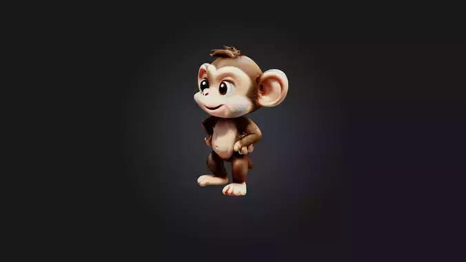 Cute monkey Low-poly 3D model