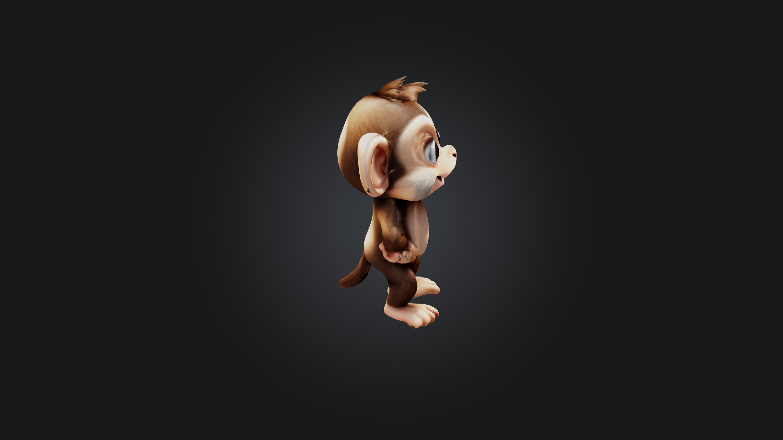 Cute monkey Low-poly 3D model_7