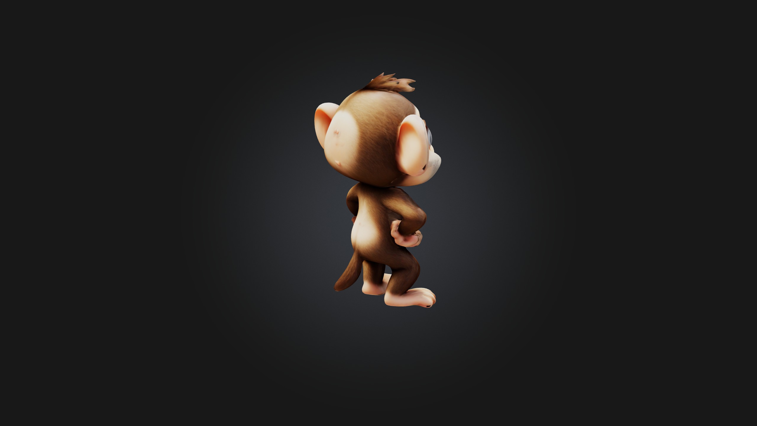 Cute monkey Low-poly 3D model_3