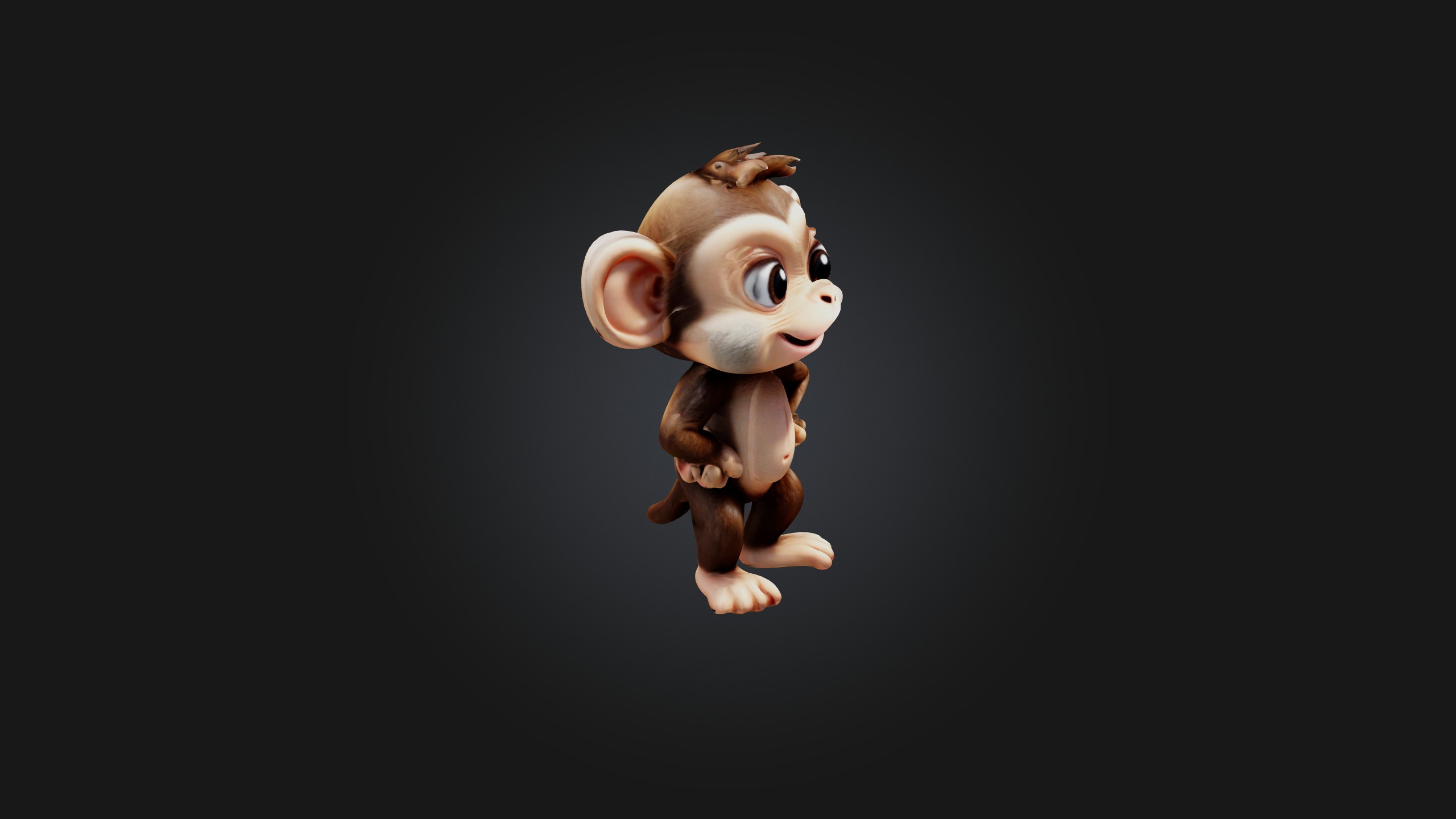 Cute monkey Low-poly 3D model_6