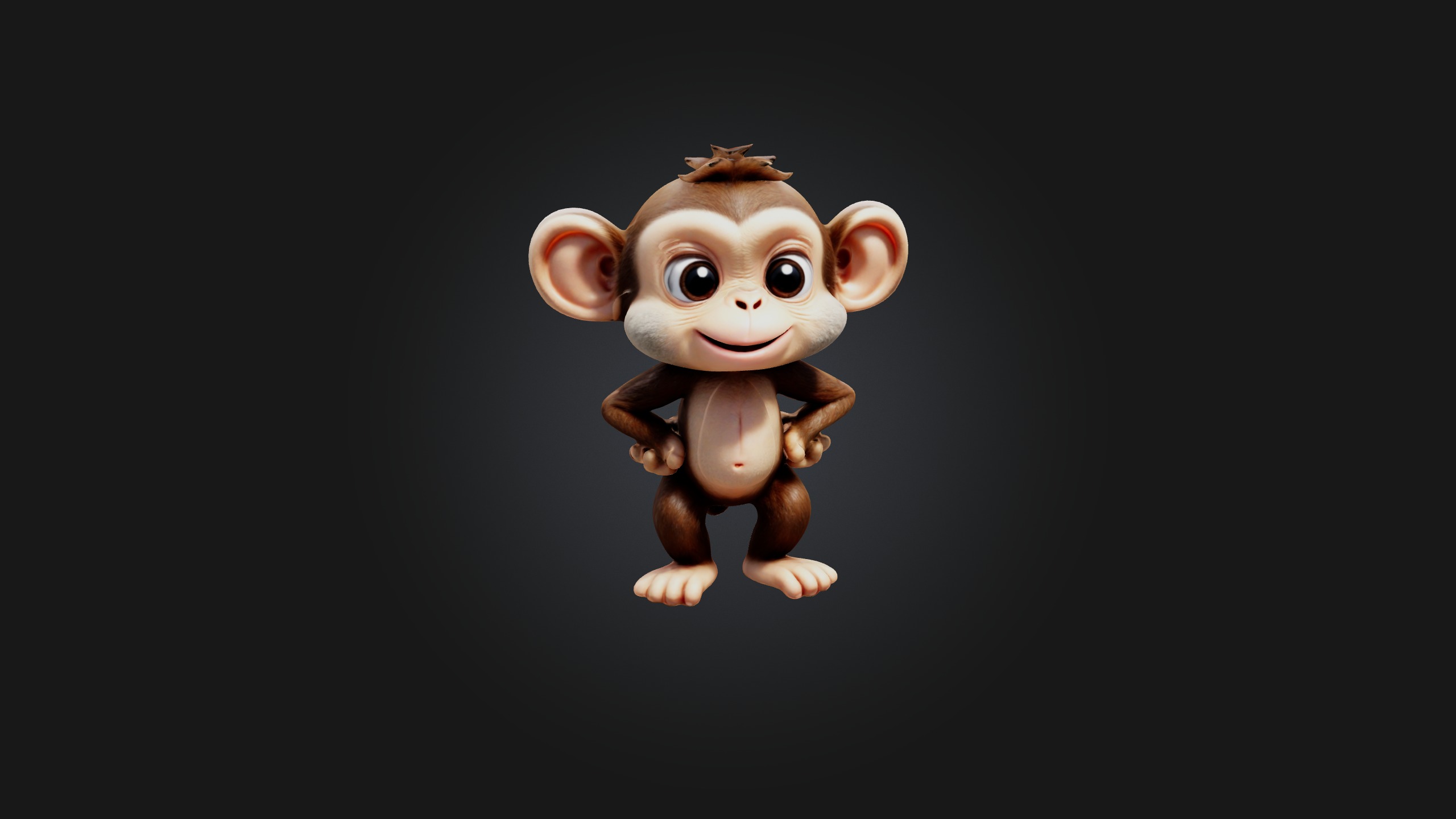 Cute monkey Low-poly 3D model_2