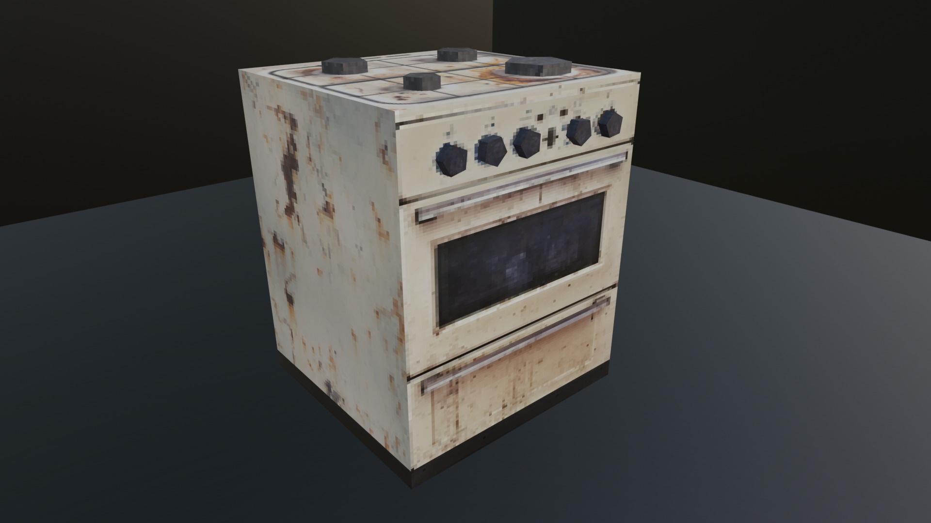 OLD AND STAINED GAS STOVE - LOW POLY - PS1 RETRO STYLE Low-poly 3D model_6