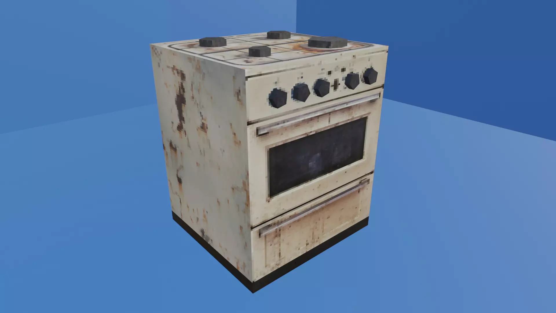 OLD AND STAINED GAS STOVE - LOW POLY - PS1 RETRO STYLE Low-poly 3D model_0