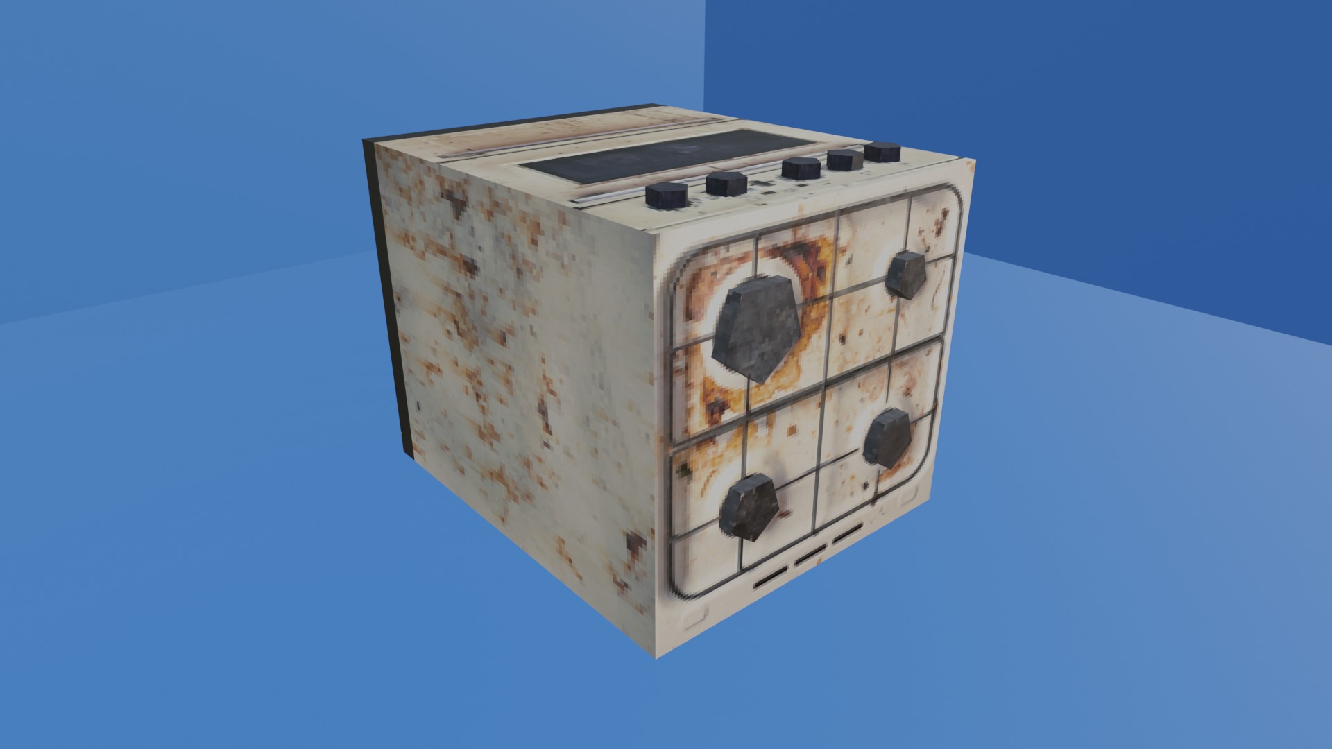 OLD AND STAINED GAS STOVE - LOW POLY - PS1 RETRO STYLE Low-poly 3D model_4