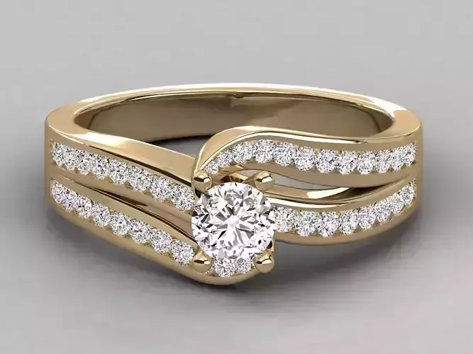 Split Shank Solitaire Swirl Engagement Ring 3D print model