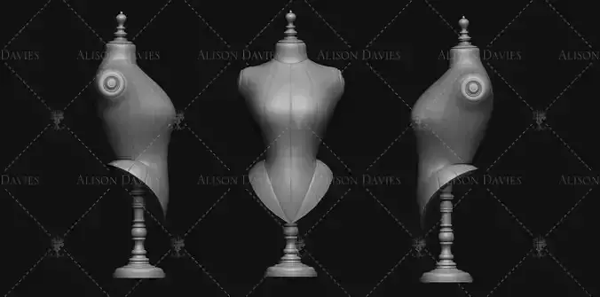 Female 19th century mannequin dummy dress stand 3d Print file 3D print model