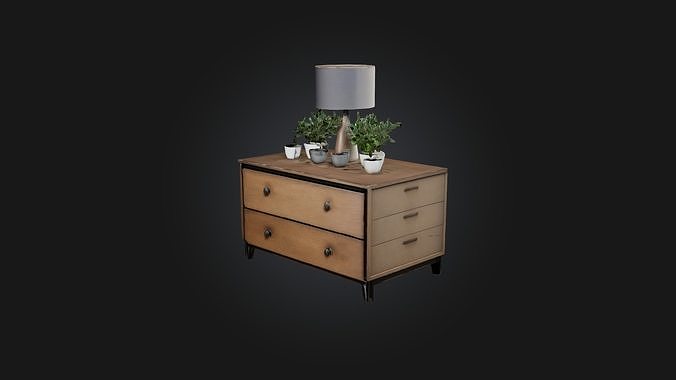 Bedside Table Low-poly 3D model