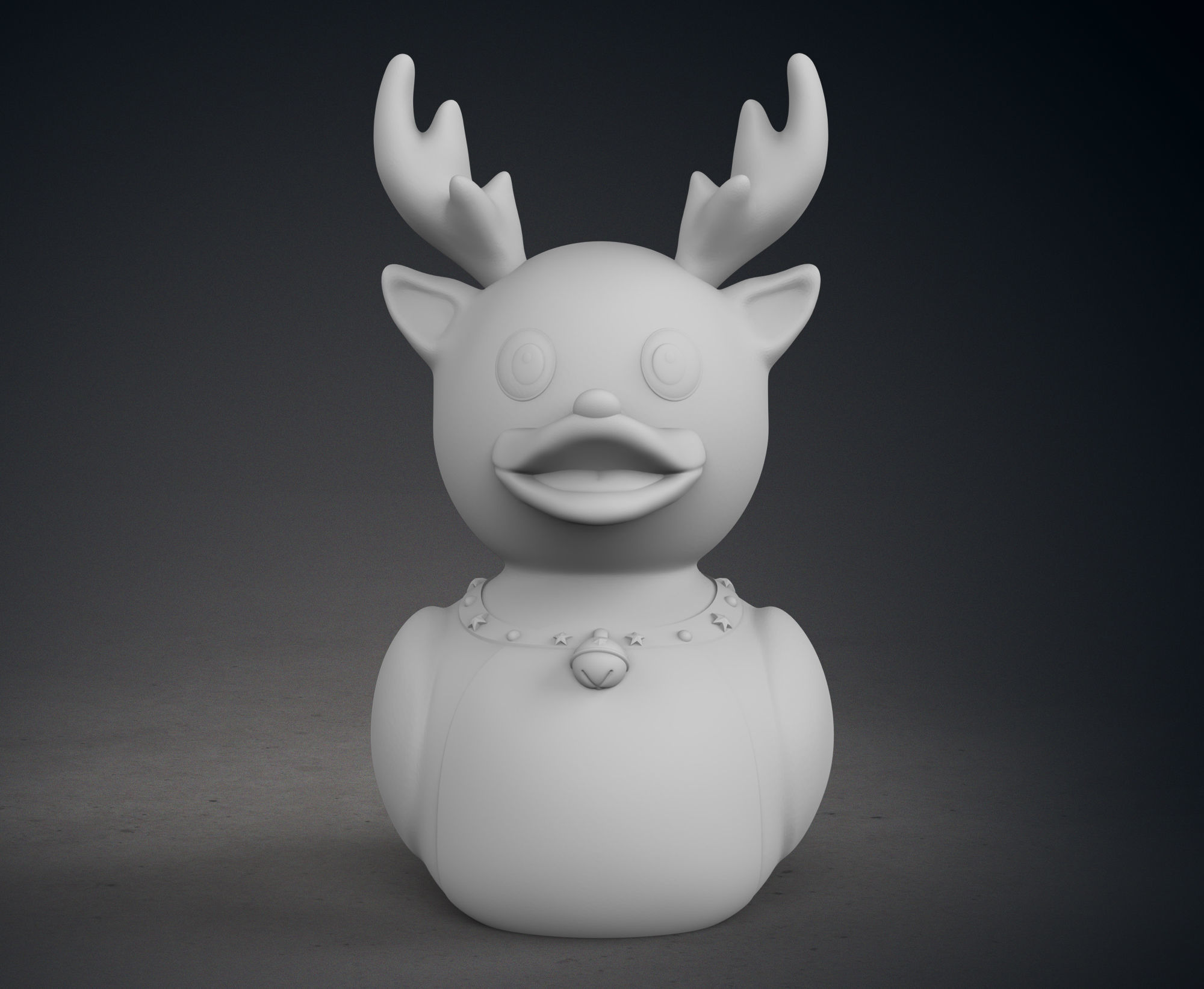 Cute Raindeer Rubber Duck with Christmas Bell 3D print model_10