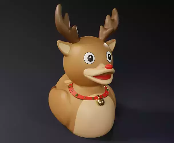 Cute Raindeer Rubber Duck with Christmas Bell 3D print model