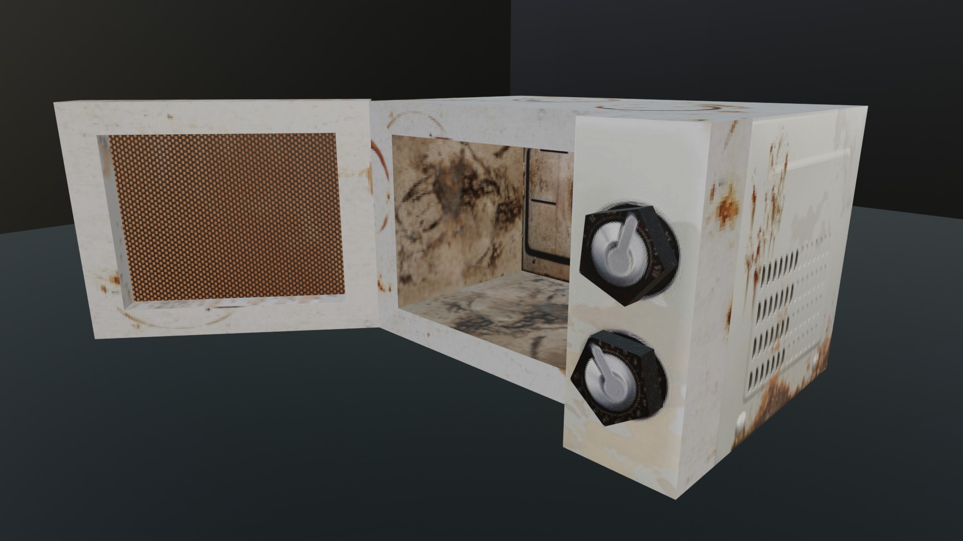 OPENED MICROWAVE - LOW POLY - PS1 RETRO STYLE Low-poly 3D model_5