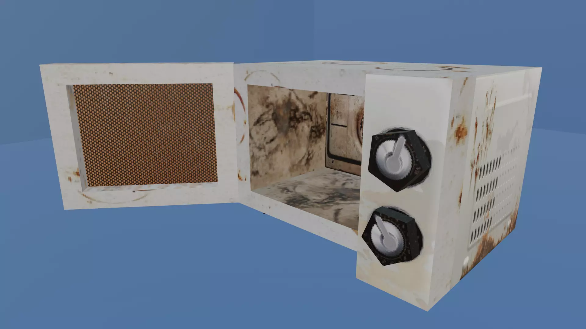 OPENED MICROWAVE - LOW POLY - PS1 RETRO STYLE Low-poly 3D model_0