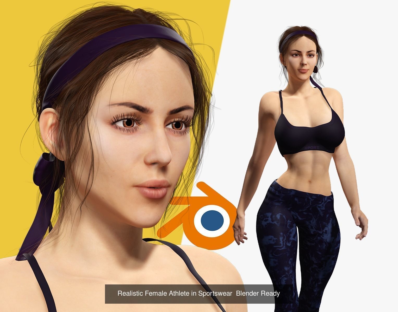 Realistic Female Athlete in Sportswear Ready 3D Model Collection_1