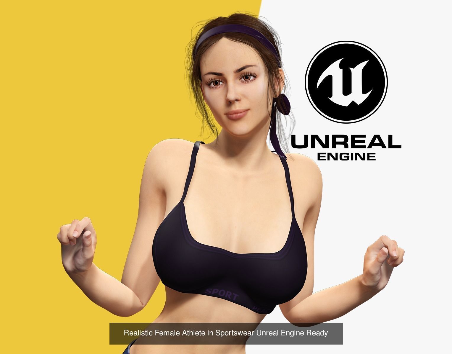 Realistic Female Athlete in Sportswear Ready 3D Model Collection_2