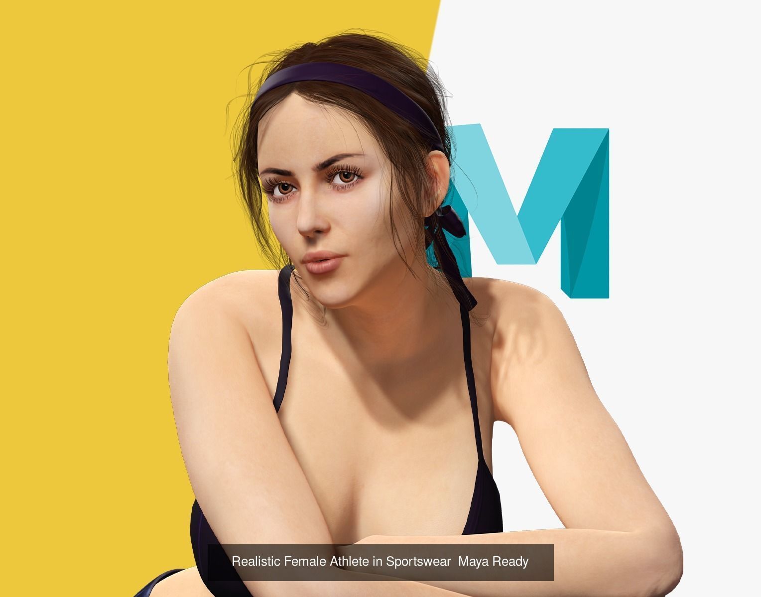 Realistic Female Athlete in Sportswear Ready 3D Model Collection_3