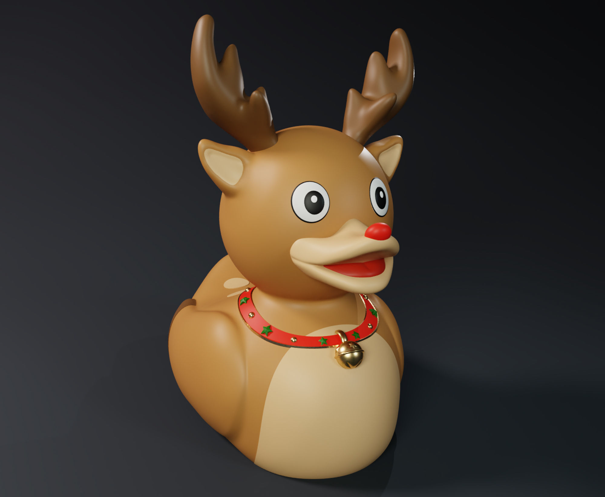 Cute Christmas Raindeer Rubber Ducks Pack 3D print model_1