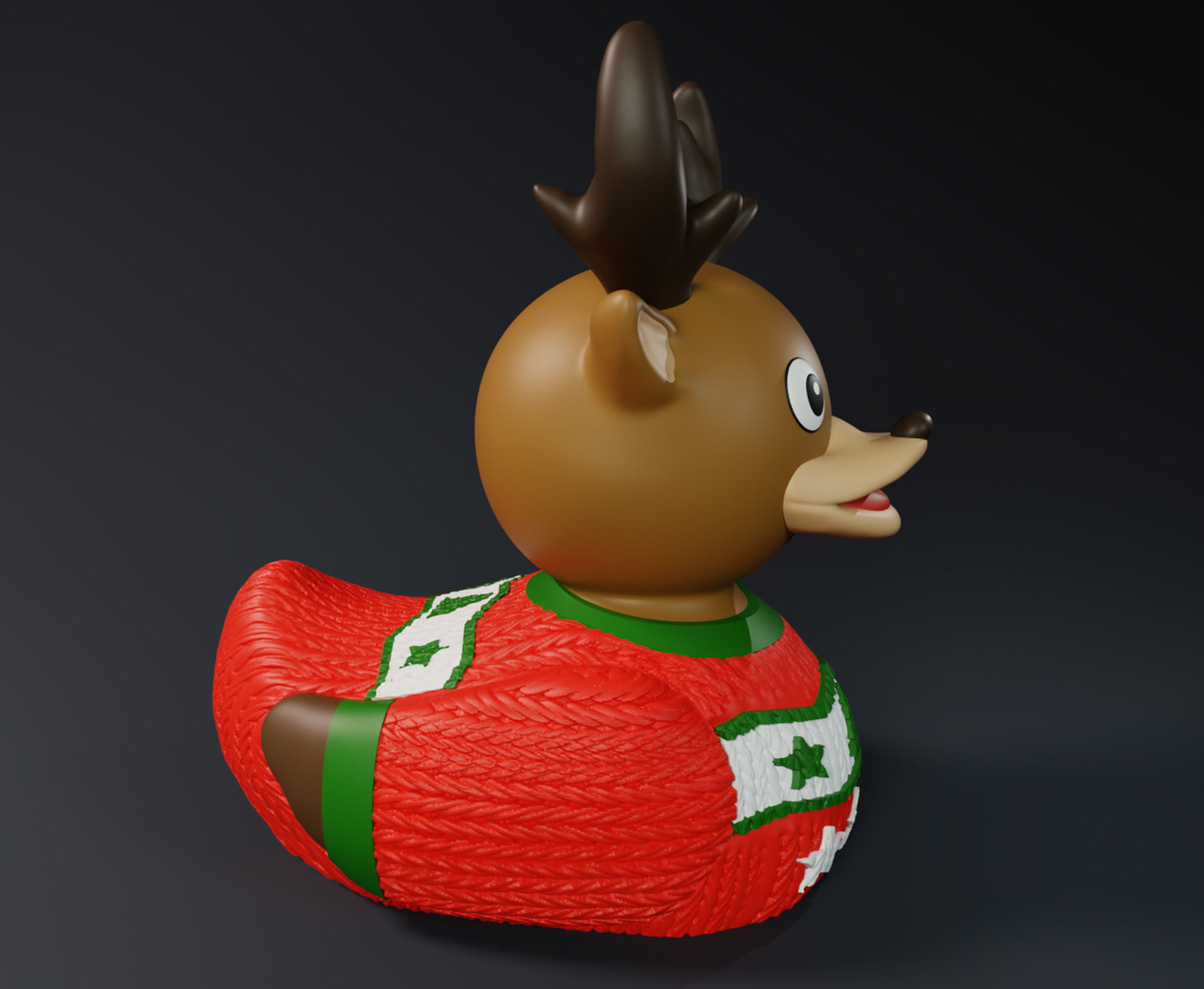 Cute Christmas Raindeer Rubber Ducks Pack 3D print model_6