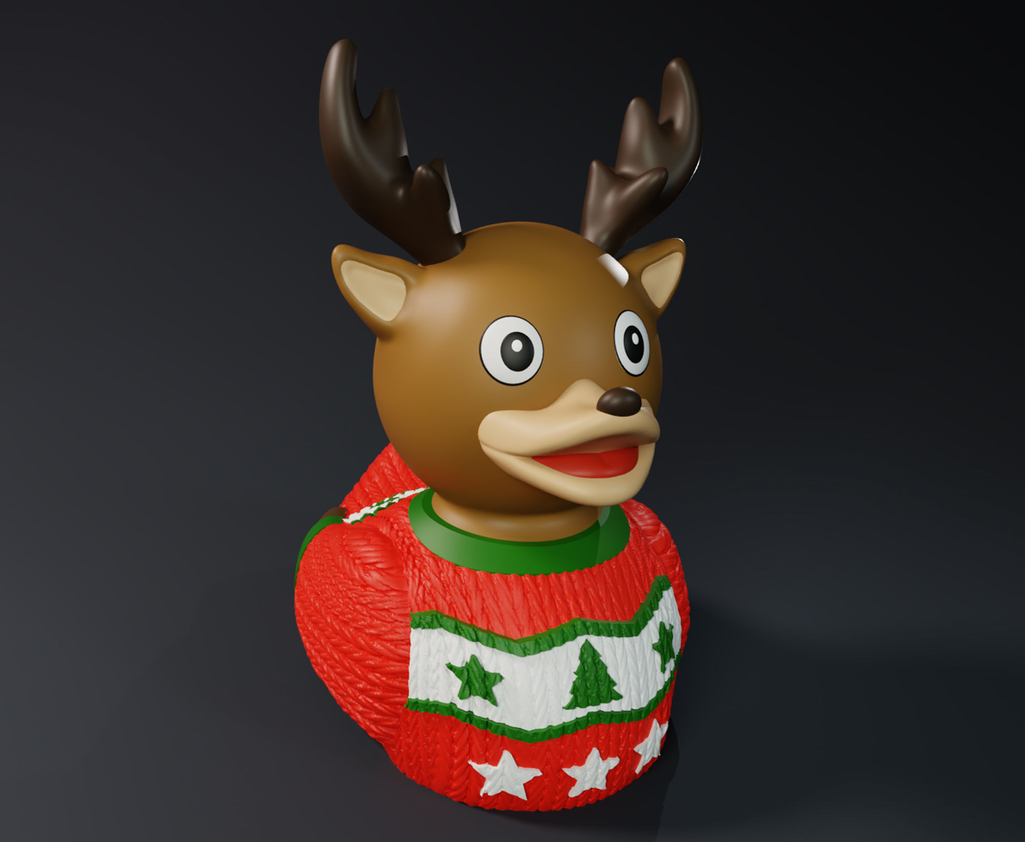 Cute Christmas Raindeer Rubber Ducks Pack 3D print model_3