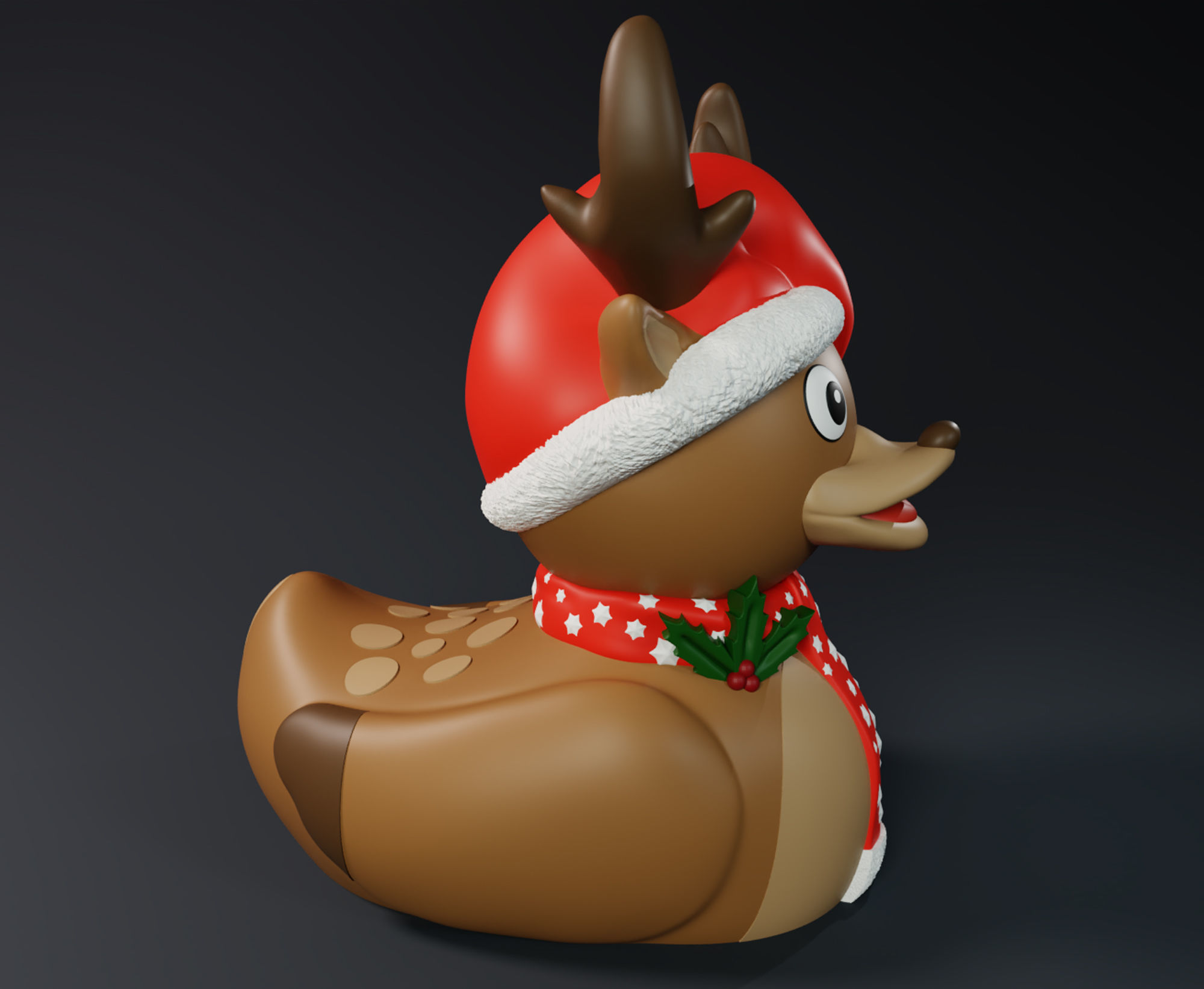 Cute Christmas Raindeer Rubber Ducks Pack 3D print model_5