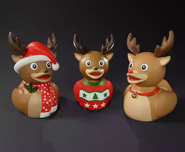 Cute Christmas Raindeer Rubber Ducks Pack 3D print model Cute Christmas Raindeer Rubber Ducks Pack 3D print model