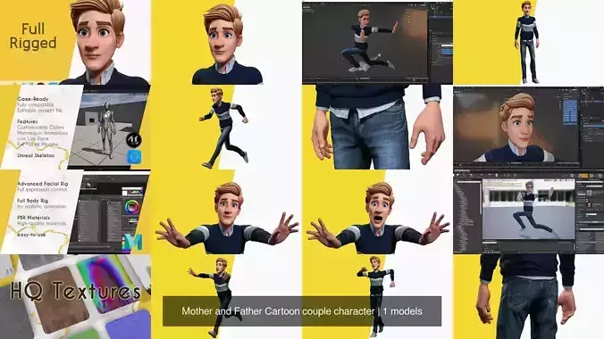 Mother and Father Cartoon couple character