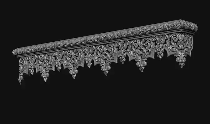 Gothic Pelmet pediment 3D print model 3D print model