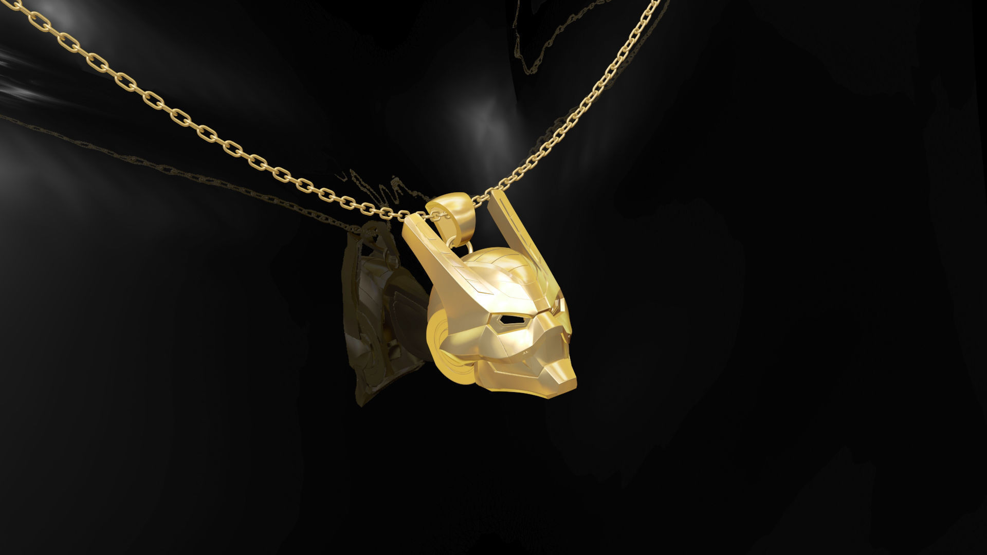 Ironman Helmet pendant jewelry gold 3D print model_3