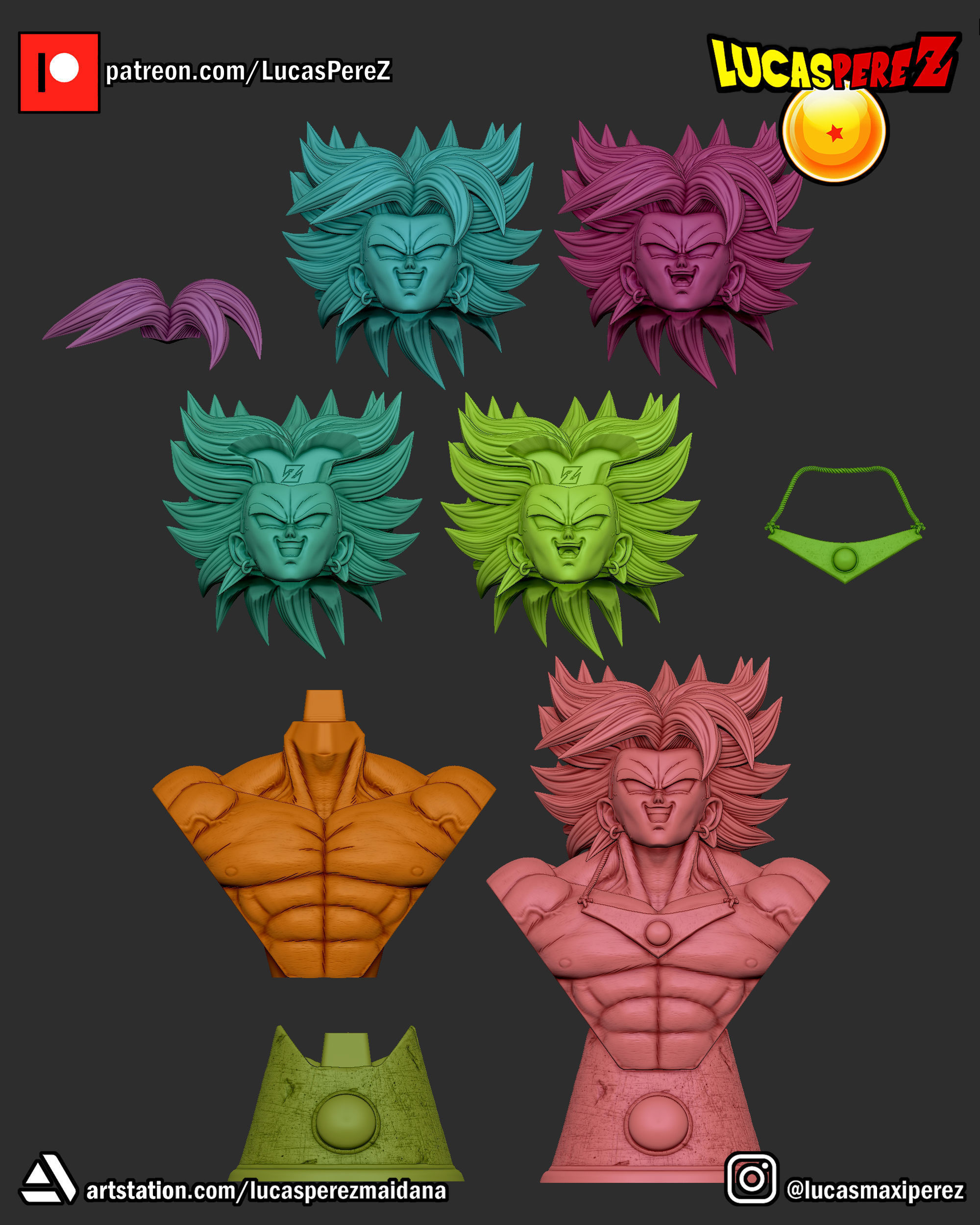 BROLY BUSTO 3D print model_3