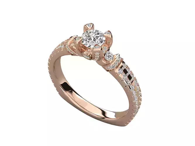 Antique Petite Round Shape Prong  Diamond Engagement Ring 