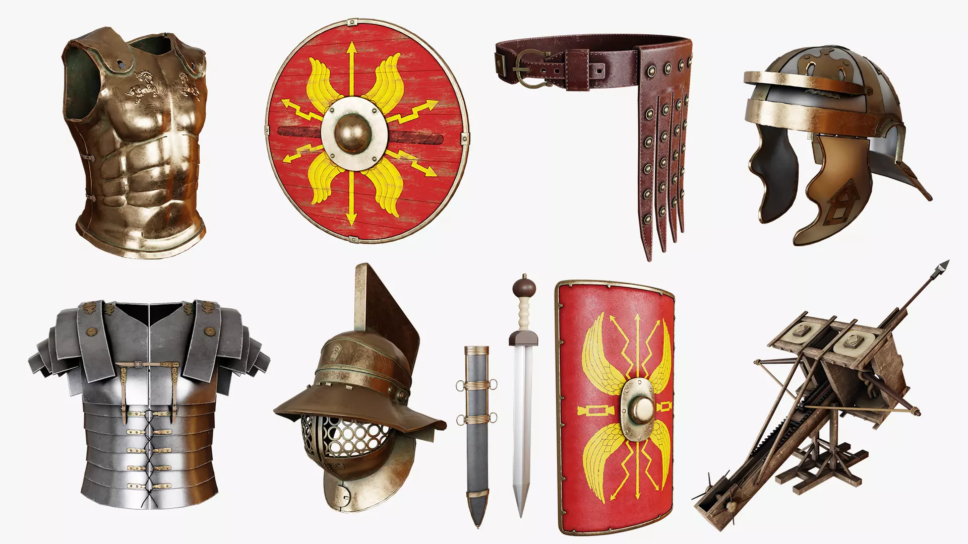 Roman Weapons and Armor Collection Low-poly 3D model_0