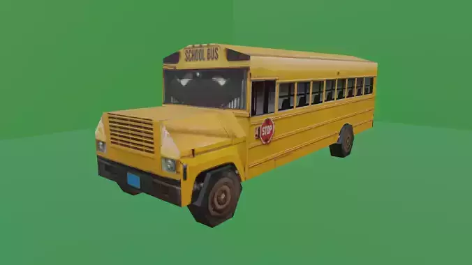 SCHOOL BUS - LOW POLY - PS1 RETRO STYLE