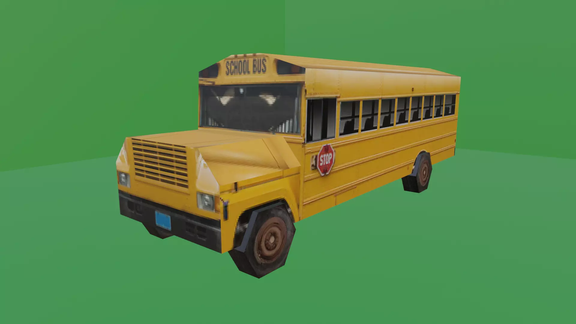SCHOOL BUS - LOW POLY - PS1 RETRO STYLE Low-poly 3D model