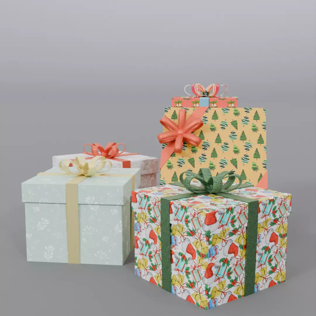 christmas gifts 3D model_0