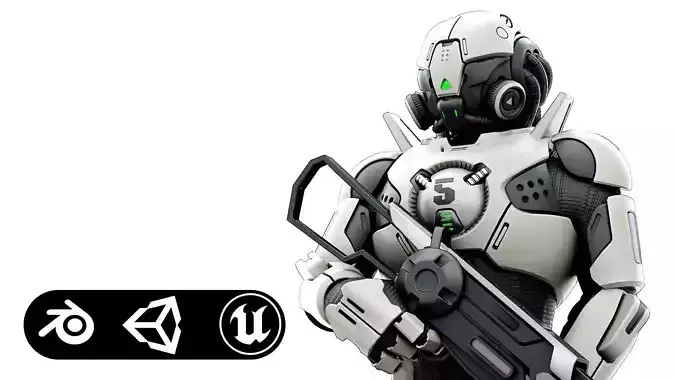 CYBORG SOLDIER RX-300 Rigged for Unreal Engine - Unity - MIXAMO