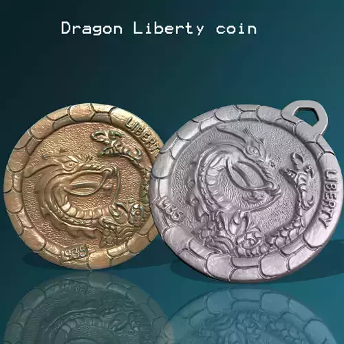 LIBERTY DRAGON COIN  PENDANT FOR CNC 3D PRINTING 3D print model