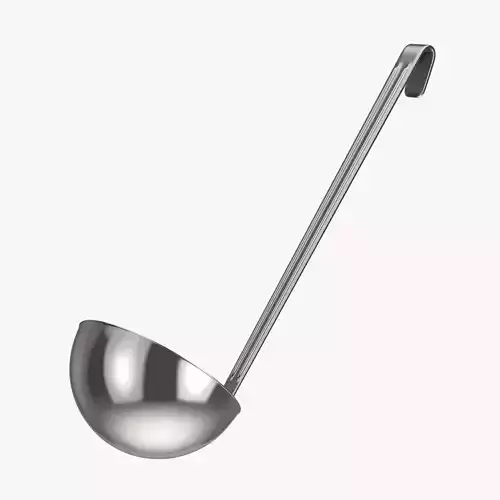 Silver Stainless Steel Kitchen Soup Ladle 3D model